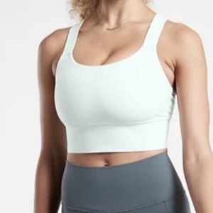 Athleta Warrior Longline Twist Bra, D-DD+; HORIZON GREY